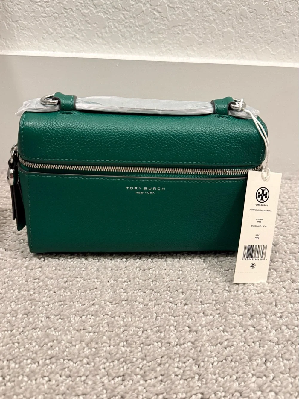 Tory Burch Romy Slim Top Handle Crossbody Bag Green $295 NWT